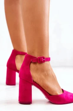 Clearance Czółenka Damskie Na Słupku Zamszowe Fuksja Harye Damskie Czółenka Zamszowe|Czółenka Na Słupku