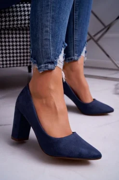 Online Czółenka Damskie Na Słupku Zamszowe Granatowe Florena Damskie Czółenka Zamszowe|Czółenka Na Słupku