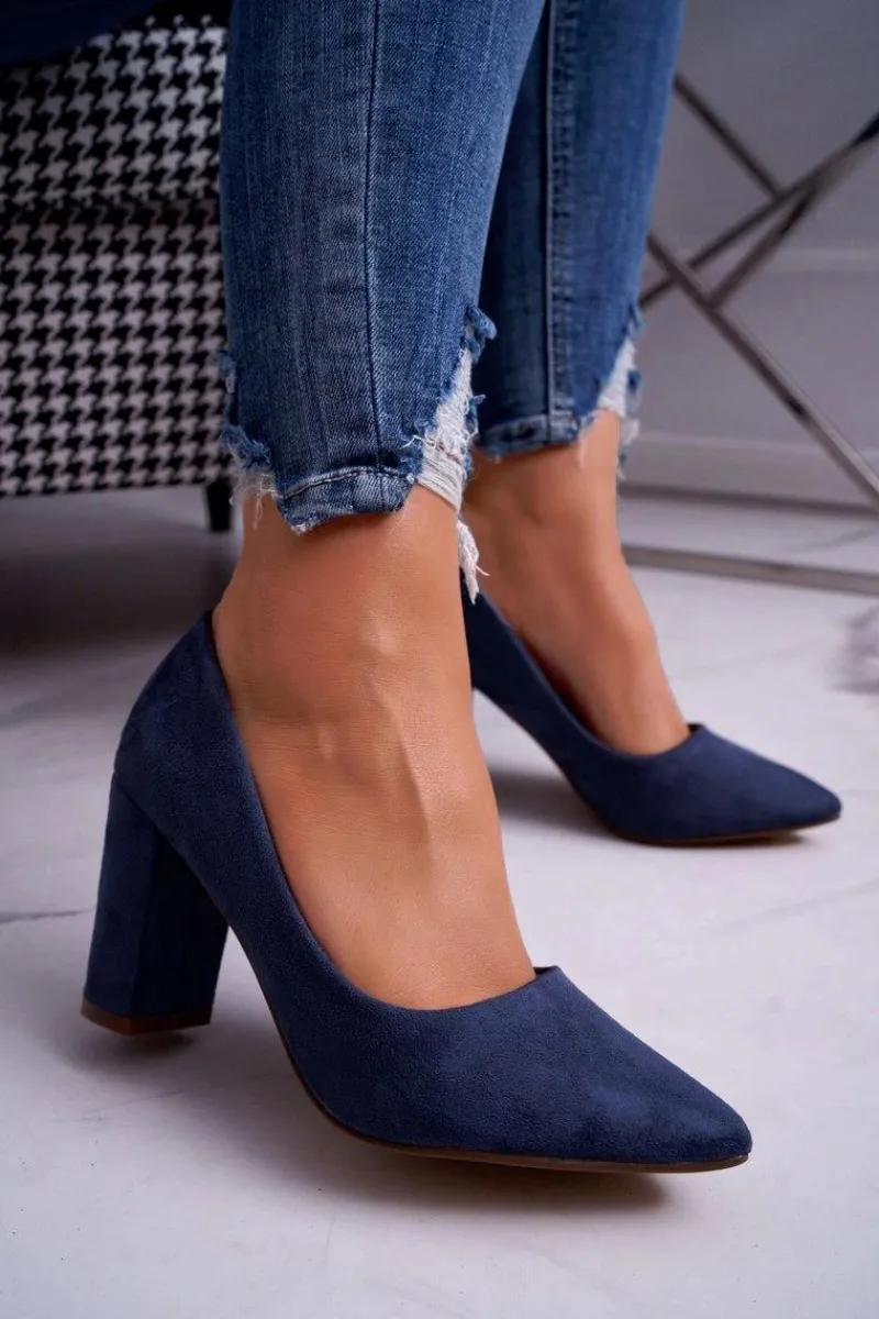 Online Czółenka Damskie Na Słupku Zamszowe Granatowe Florena Damskie Czółenka Zamszowe|Czółenka Na Słupku