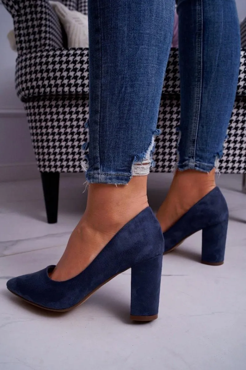 Online Czółenka Damskie Na Słupku Zamszowe Granatowe Florena Damskie Czółenka Zamszowe|Czółenka Na Słupku