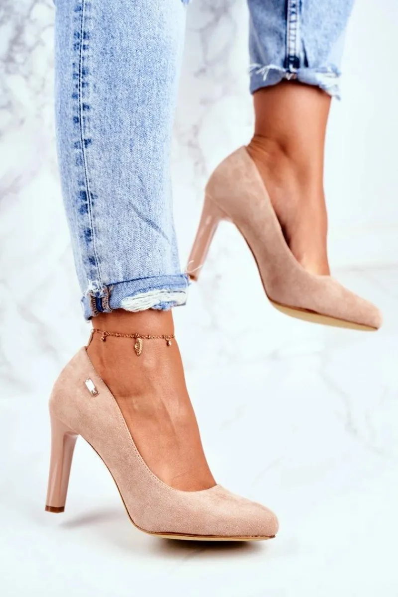 Czółenka Zamszowe|Czółenka Na Słupku>Buty Sergio Leone Czółenka Damskie Na Słupku Zamsz Sergio Leone Beżowe Campbell