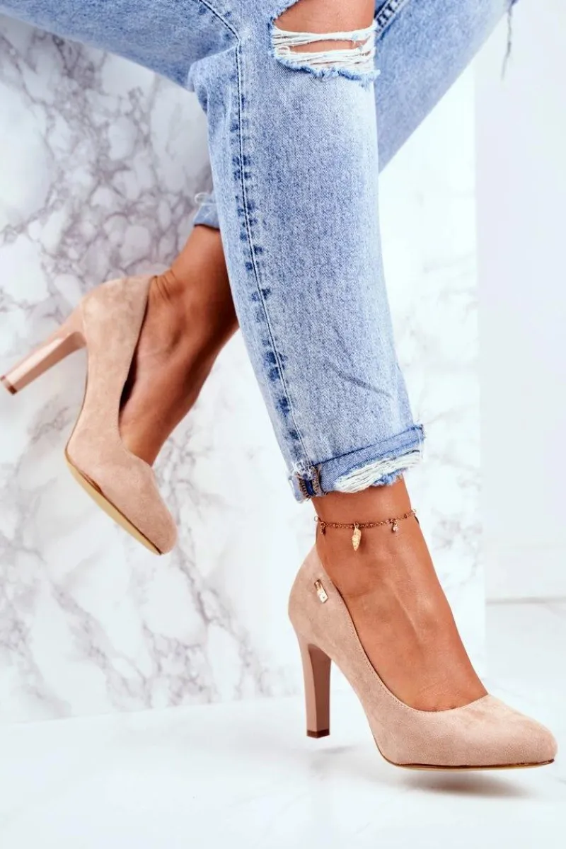 Czółenka Zamszowe|Czółenka Na Słupku>Buty Sergio Leone Czółenka Damskie Na Słupku Zamsz Sergio Leone Beżowe Campbell