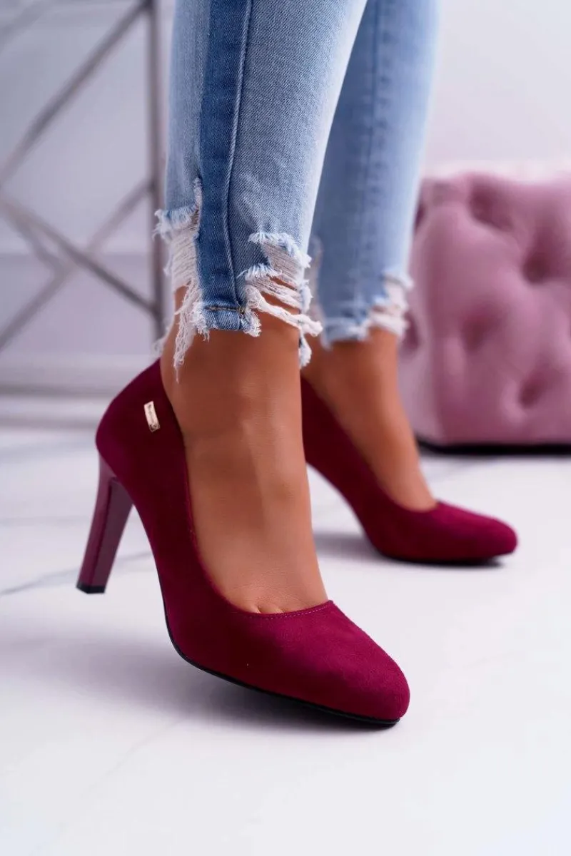 Discount Czółenka damskie Na Słupku Zamsz Ciemna Fuksja Sergio Leone Campbell Damskie Czółenka Zamszowe|Czółenka Na Słupku