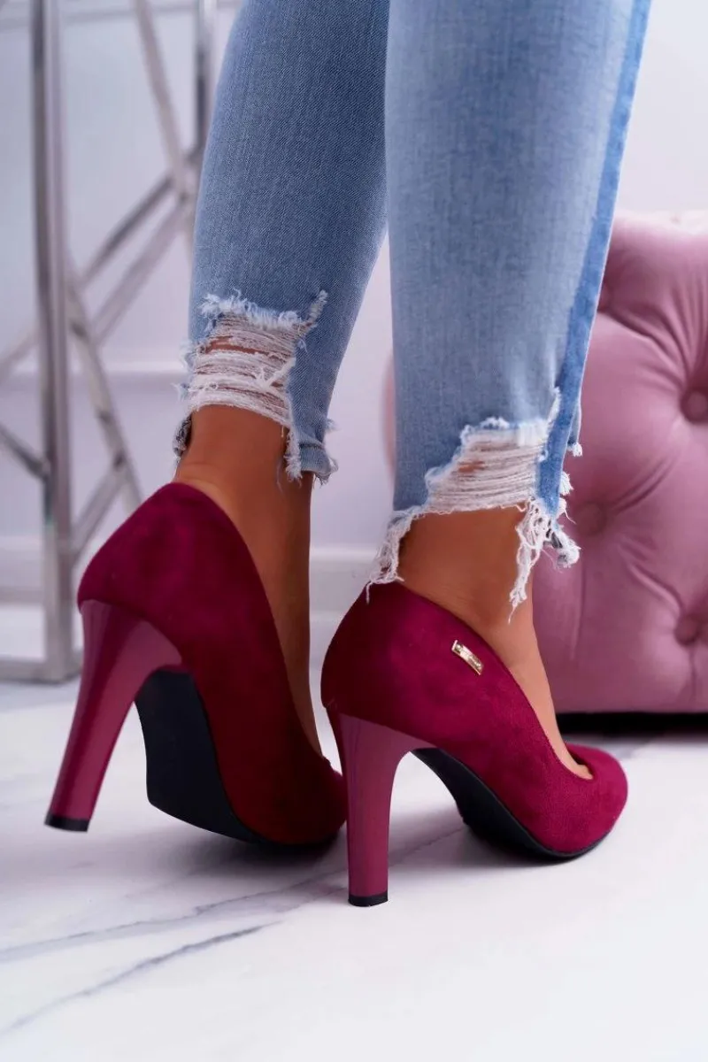 Discount Czółenka damskie Na Słupku Zamsz Ciemna Fuksja Sergio Leone Campbell Damskie Czółenka Zamszowe|Czółenka Na Słupku