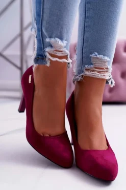 Discount Czółenka damskie Na Słupku Zamsz Ciemna Fuksja Sergio Leone Campbell Damskie Czółenka Zamszowe|Czółenka Na Słupku