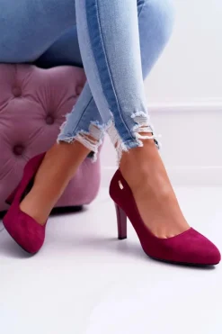 Discount Czółenka damskie Na Słupku Zamsz Ciemna Fuksja Sergio Leone Campbell Damskie Czółenka Zamszowe|Czółenka Na Słupku