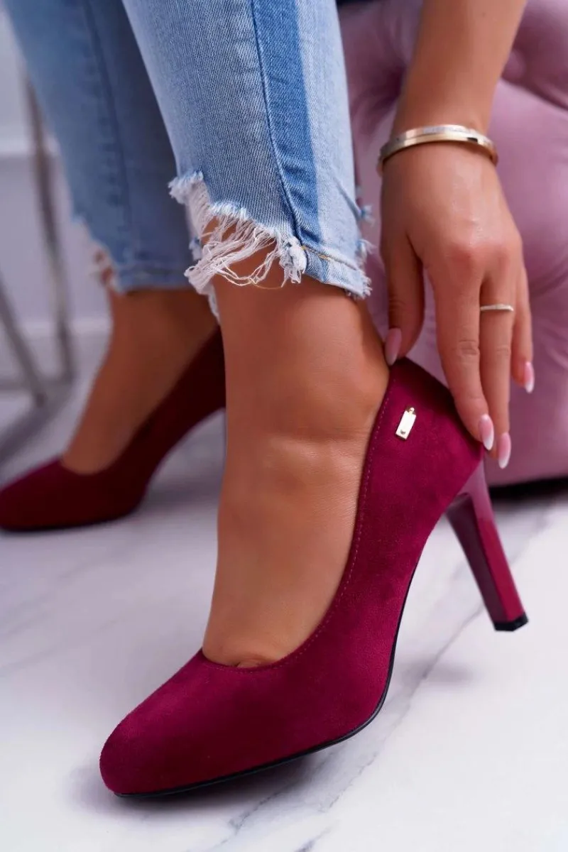 Discount Czółenka damskie Na Słupku Zamsz Ciemna Fuksja Sergio Leone Campbell Damskie Czółenka Zamszowe|Czółenka Na Słupku