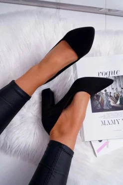 Czółenka Zamszowe|Czółenka Na Słupku>Boto Czółenka Damskie Na Słupku Zamszowe Czarne Florena