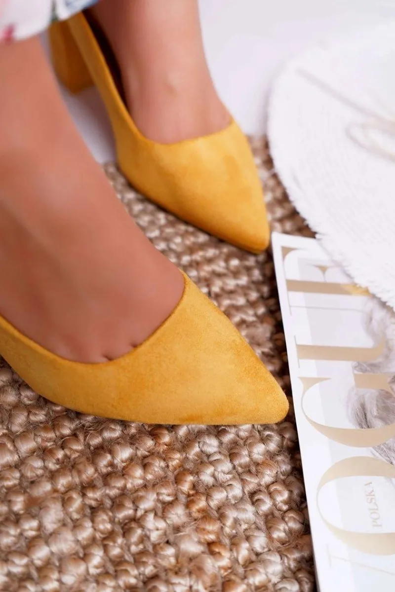 Best Czółenka Damskie Na Słupku Zamszowe Żółte Neshka Damskie Czółenka Zamszowe|Czółenka Na Słupku