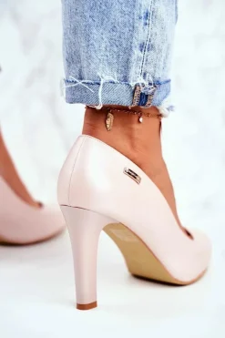 Sale Buty Sergio Leone Czółenka Damskie Perłowe Na Słupku Sergio Leone Pudrowy Róż Campbell