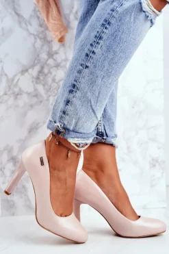 Sale Buty Sergio Leone Czółenka Damskie Perłowe Na Słupku Sergio Leone Pudrowy Róż Campbell