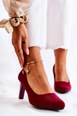 Online Czółenka damskie Sergio Leone Bordowe Zamszowe Orsola Damskie Czółenka Na Słupku|Czółenka Klasyczne