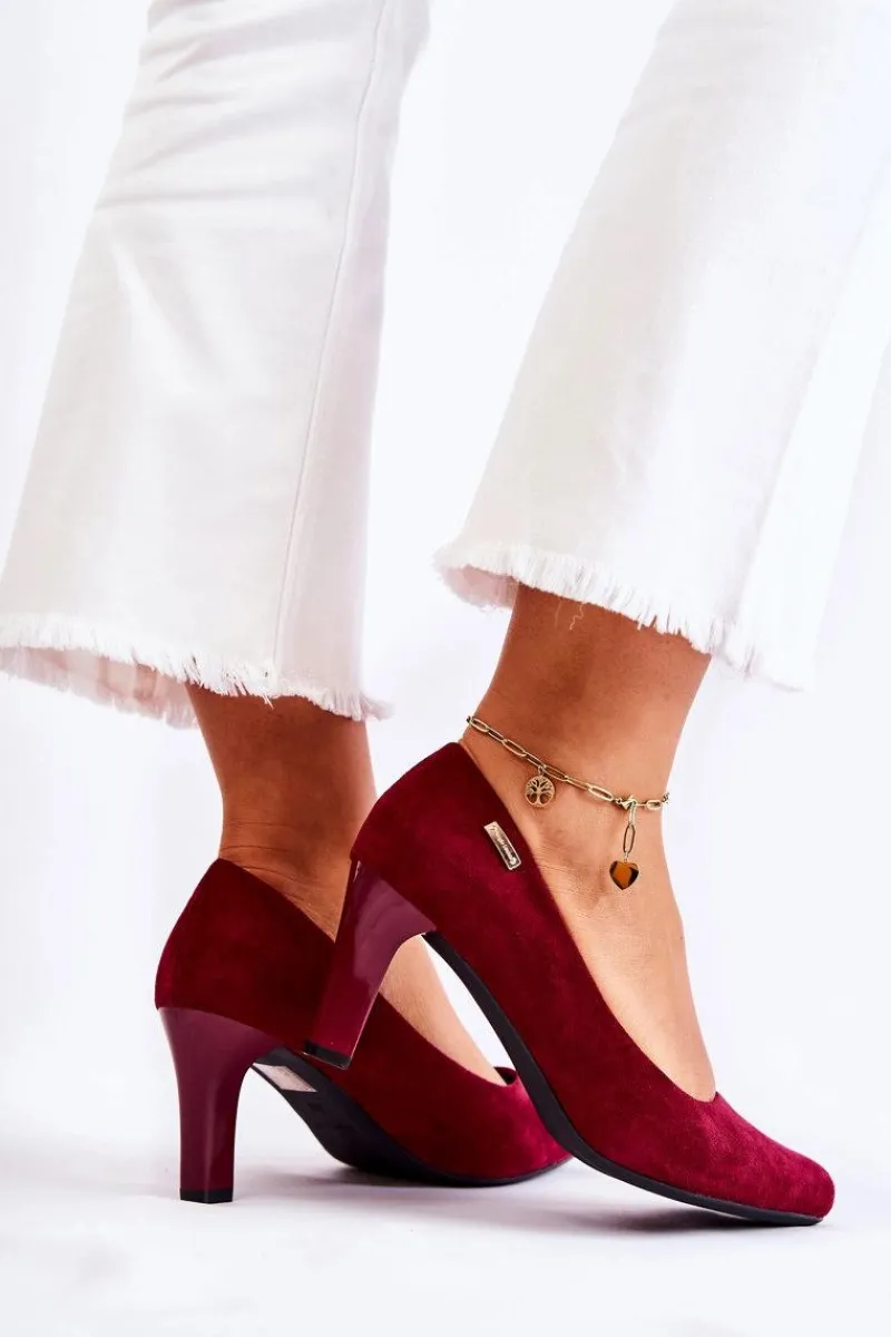 Online Czółenka damskie Sergio Leone Bordowe Zamszowe Orsola Damskie Czółenka Na Słupku|Czółenka Klasyczne