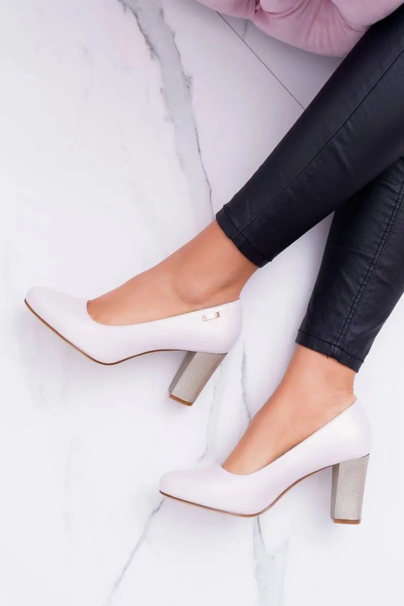 Best Buty Sergio Leone Czółenka Damskie Sergio Leone PB130 Beżowa Perła Amber