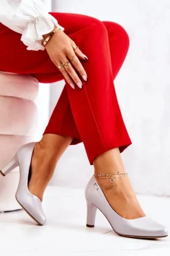 Clearance Buty Sergio Leone Czółenka Damskie Sergio Leone Srebrne Perłowe Orsola