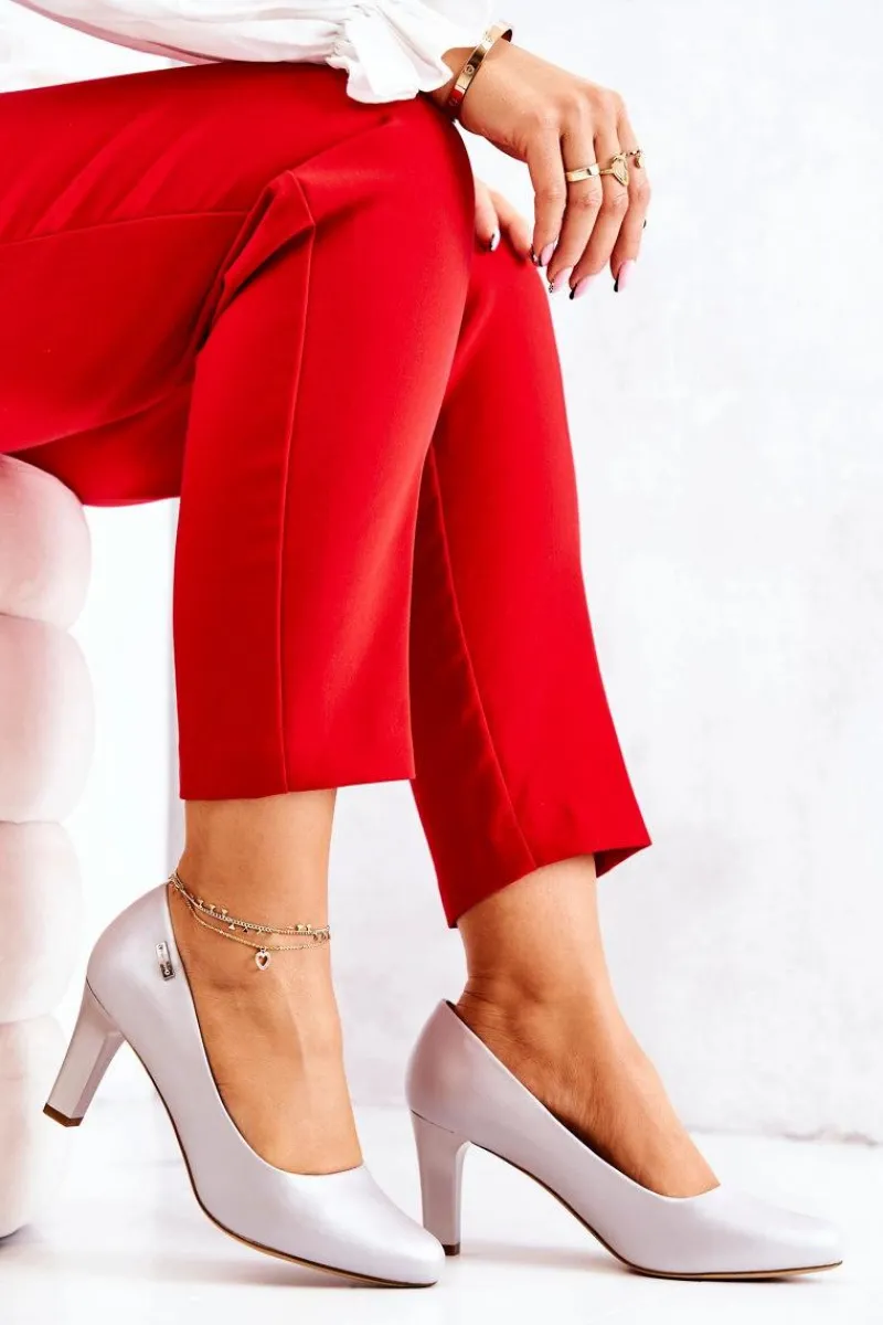 Clearance Buty Sergio Leone Czółenka Damskie Sergio Leone Srebrne Perłowe Orsola