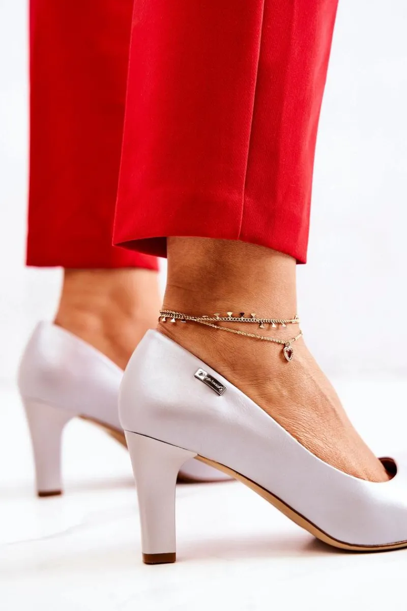 Clearance Buty Sergio Leone Czółenka Damskie Sergio Leone Srebrne Perłowe Orsola