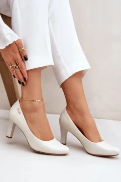 New Buty Sergio Leone Czółenka Damskie Sergio Leone Perłowe Orsola