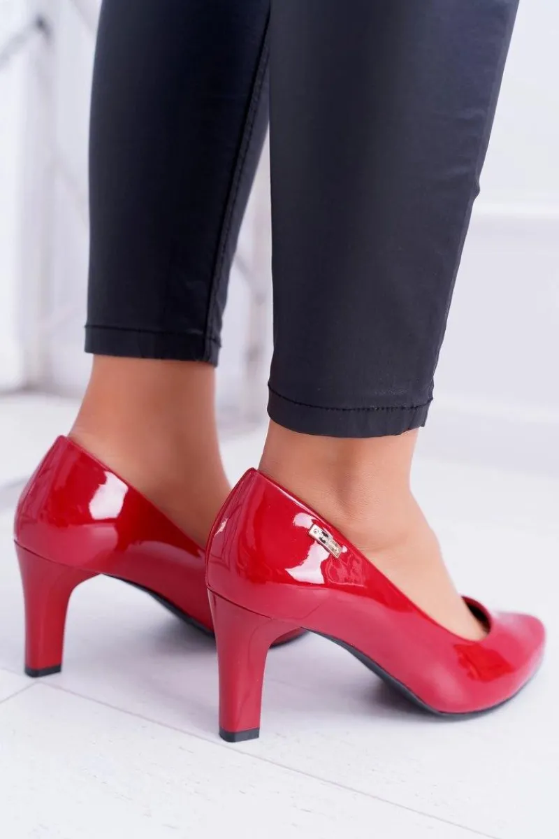 Czółenka Na Słupku|Czółenka Klasyczne>Buty Sergio Leone Czółenka damskie Sergio Leone Czerwone Lakierowane Orsola