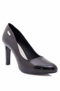 Clearance Buty Sergio Leone Czółenka Damskie Sergio Leone Lakierowane Na Słupku Czarne Campbell