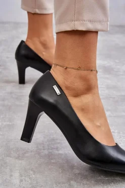 Discount Czółenka Damskie Sergio Leone Czarne Orsola Damskie Czółenka Na Słupku|Czółenka Klasyczne