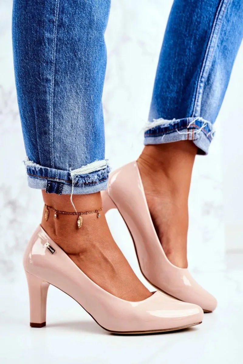 Sale Czółenka damskie Sergio Leone Lakierowane Na Słupku Nude Orsola Damskie Czółenka Na Słupku|Czółenka Klasyczne