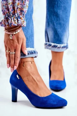 Czółenka Na Słupku|Czółenka Klasyczne>Buty Sergio Leone Czółenka damskie Sergio Leone Zamszowe Indygo Orsola