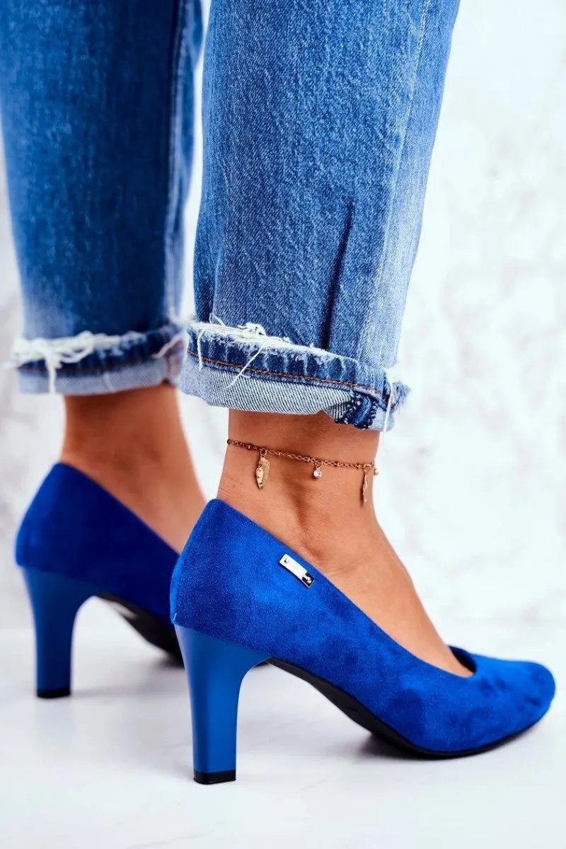 Czółenka Na Słupku|Czółenka Klasyczne>Buty Sergio Leone Czółenka damskie Sergio Leone Zamszowe Indygo Orsola