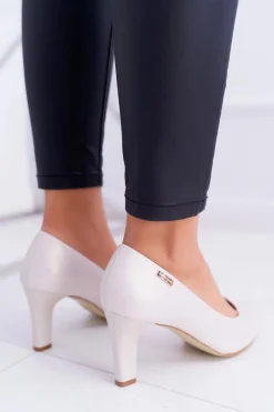 Online Czółenka damskie Sergio Leone Beżowe Perłowe Orsola Damskie Czółenka Na Słupku|Czółenka Klasyczne