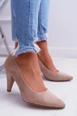 Best Buty Sergio Leone Czółenka Damskie Sergio Leone PB139 Beżowe Felice