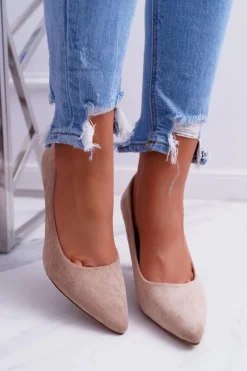 Best Buty Sergio Leone Czółenka Damskie Sergio Leone PB139 Beżowe Felice