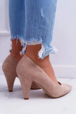 Best Buty Sergio Leone Czółenka Damskie Sergio Leone PB139 Beżowe Felice