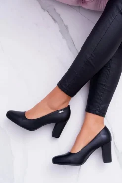 Czółenka Na Słupku|Czółenka Klasyczne>Buty Sergio Leone Czółenka Damskie Sergio Leone PB130 Czarne Amber