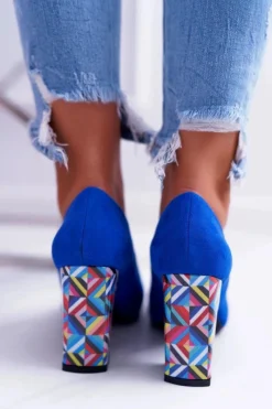 Discount Czółenka Damskie Sergio Leone Odkryte Palce PB133 Niebieskie Fani Damskie Czółenka Zamszowe|Czółenka Na Słupku