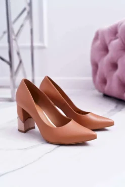 Best Laura Messi Czółenka Damskie Skórzane 1979 Camel