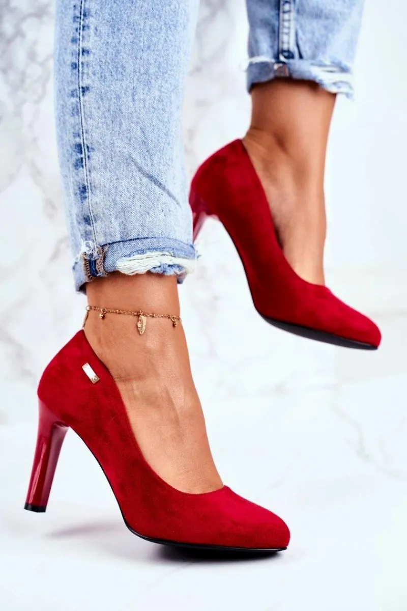 Czółenka Zamszowe|Czółenka Na Słupku>Buty Sergio Leone Czółenka damskie Zamszowe Czerwone Na Słupku Sergio Leone Campbell