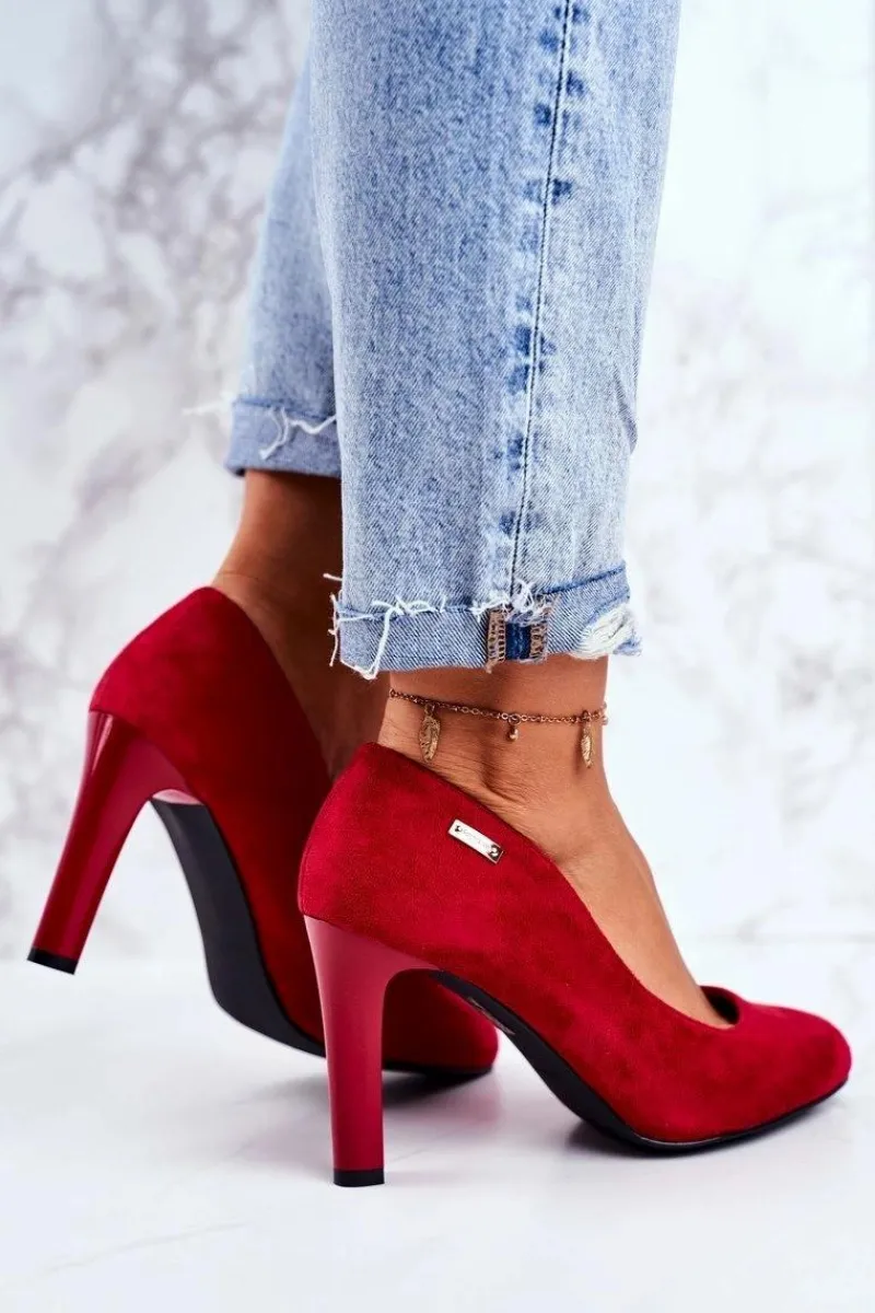 Czółenka Zamszowe|Czółenka Na Słupku>Buty Sergio Leone Czółenka damskie Zamszowe Czerwone Na Słupku Sergio Leone Campbell