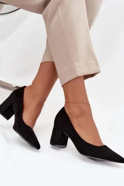 Czółenka Zamszowe|Czółenka Na Słupku>Boto Czółenka Damskie Ze Szpiczastymi Noskami Na Słupku Czarne Pavira