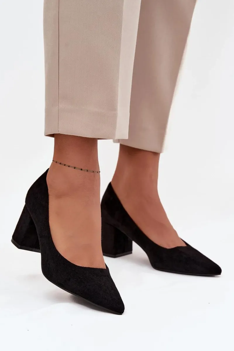 Czółenka Zamszowe|Czółenka Na Słupku>Boto Czółenka Damskie Ze Szpiczastymi Noskami Na Słupku Czarne Pavira