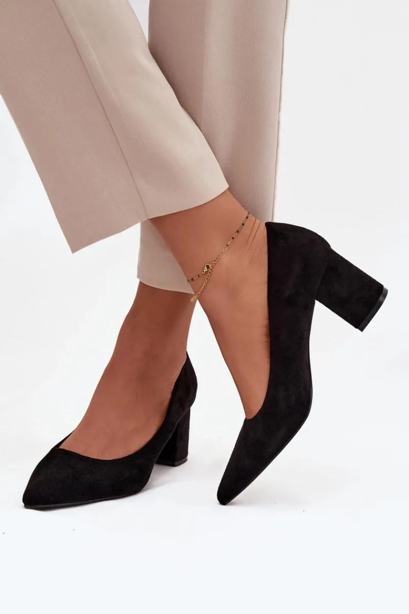 Czółenka Zamszowe|Czółenka Na Słupku>Boto Czółenka Damskie Ze Szpiczastymi Noskami Na Słupku Czarne Pavira