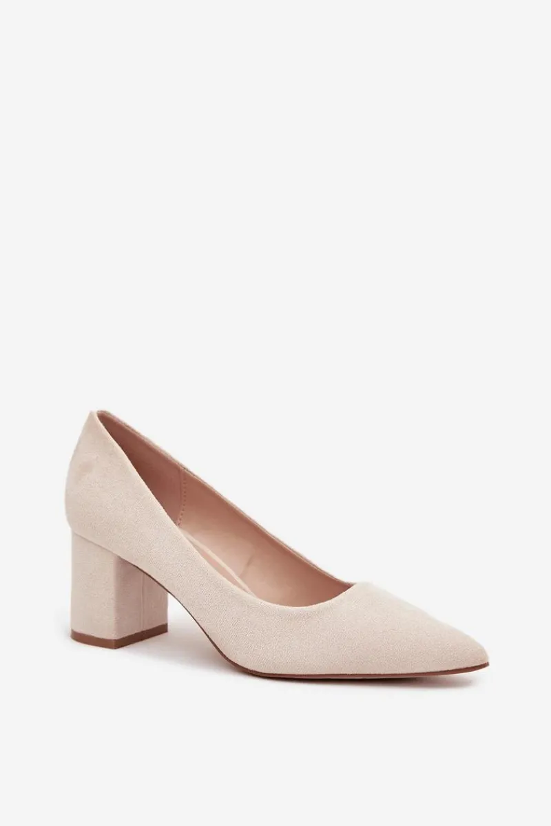 Czółenka Zamszowe|Czółenka Na Słupku>Boto Czółenka Damskie Ze Szpiczastymi Noskami Na Słupku Beżowe Pavira Beżowy