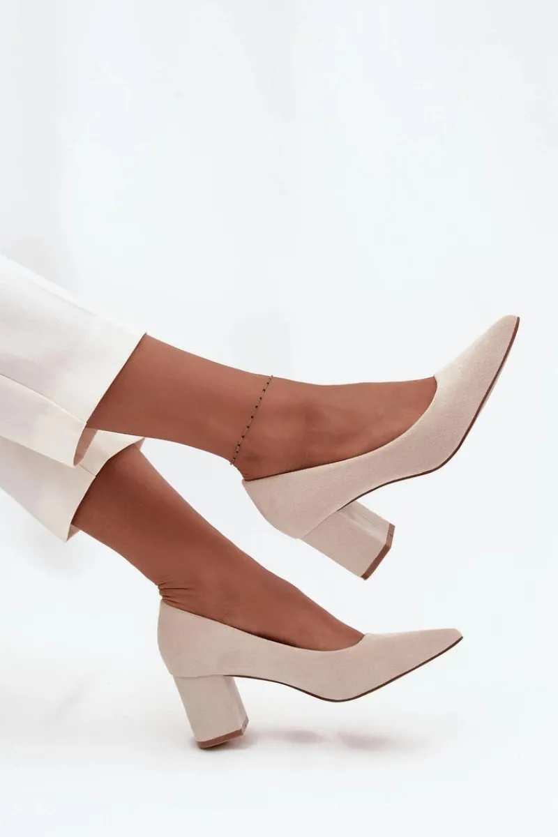 Czółenka Zamszowe|Czółenka Na Słupku>Boto Czółenka Damskie Ze Szpiczastymi Noskami Na Słupku Beżowe Pavira Beżowy