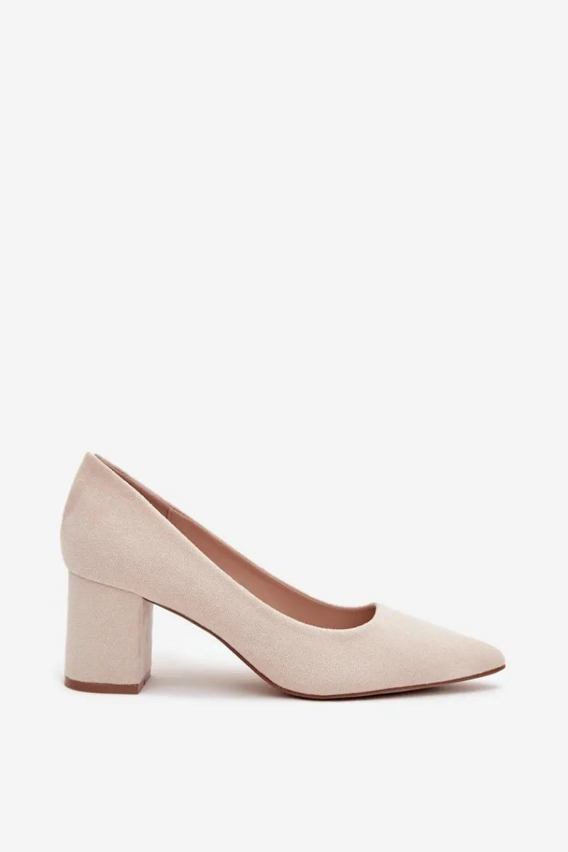 Czółenka Zamszowe|Czółenka Na Słupku>Boto Czółenka Damskie Ze Szpiczastymi Noskami Na Słupku Beżowe Pavira Beżowy