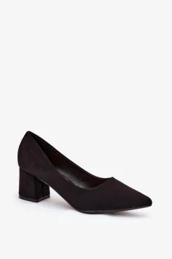 Outlet Czółenka Damskie Ze Szpiczastymi Noskami Na Słupku Czarne Merinette Damskie Czółenka Zamszowe|Czółenka Na Słupku