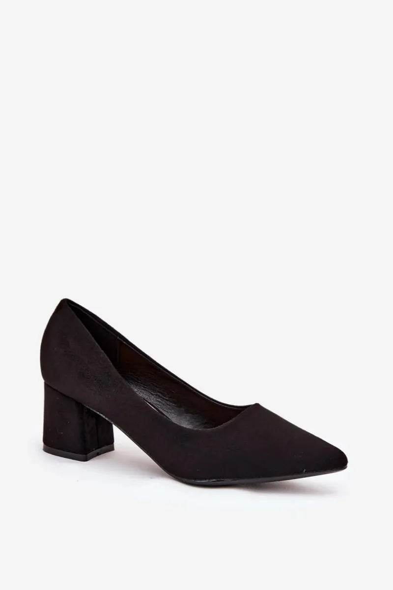 Outlet Czółenka Damskie Ze Szpiczastymi Noskami Na Słupku Czarne Merinette Damskie Czółenka Zamszowe|Czółenka Na Słupku