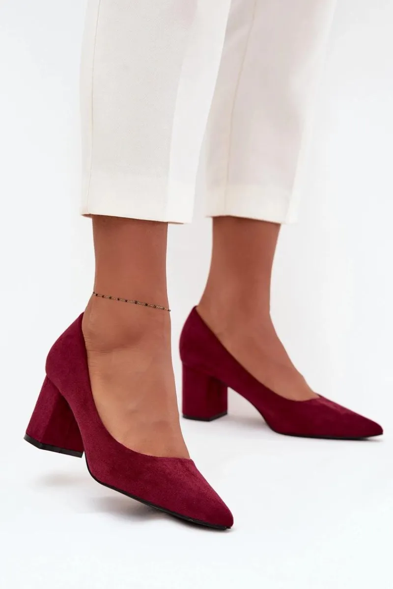 New Czółenka Damskie Ze Szpiczastymi Noskami Na Słupku Bordowe Pavira Damskie Czółenka Zamszowe|Czółenka Na Słupku