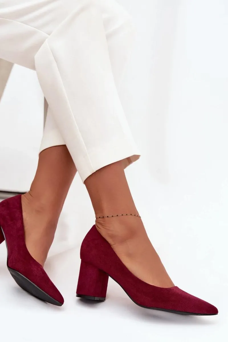 New Czółenka Damskie Ze Szpiczastymi Noskami Na Słupku Bordowe Pavira Damskie Czółenka Zamszowe|Czółenka Na Słupku