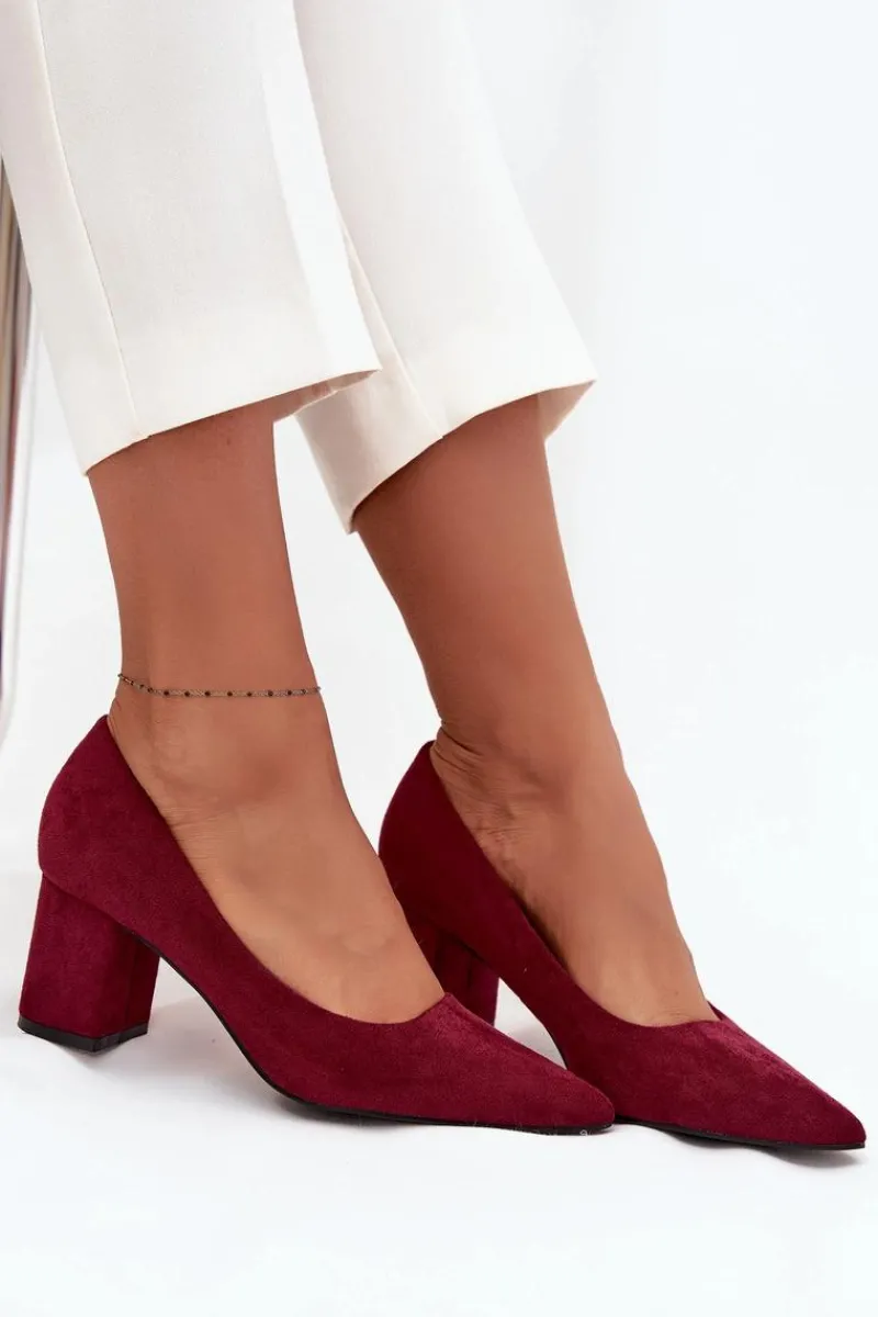 New Czółenka Damskie Ze Szpiczastymi Noskami Na Słupku Bordowe Pavira Damskie Czółenka Zamszowe|Czółenka Na Słupku