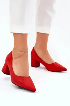 Czółenka Zamszowe|Czółenka Na Słupku>Boto Czółenka Damskie Ze Szpiczastymi Noskami Na Słupku Czerwone Merinette