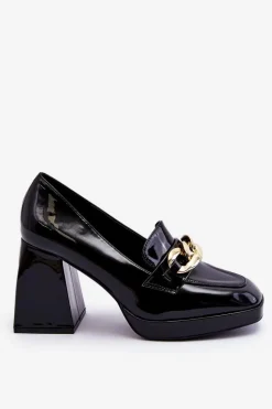 Discount Czółenka Na Masywnym Obcasie Czarne Nataly Damskie Czółenka Na Platformie|Czółenka Na Słupku